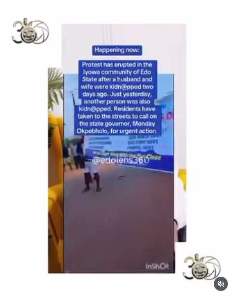 Tension in Edo: Protest Erupts in Iyowa Community Over Rising Kidnappings