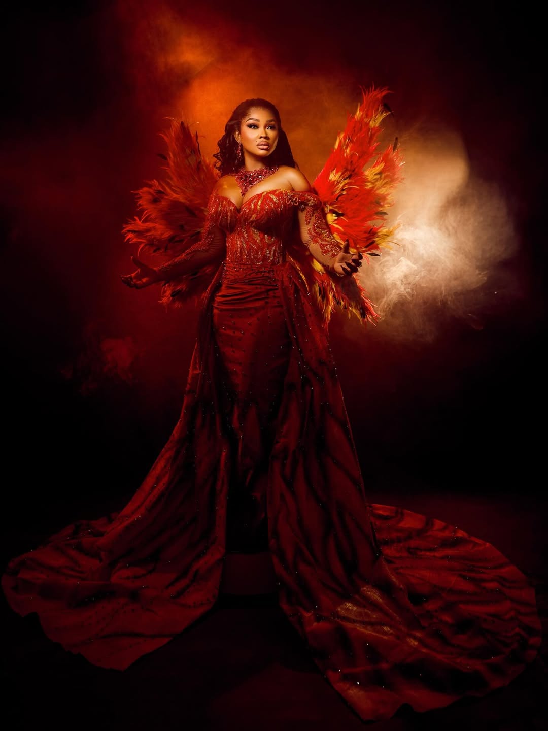 Mercy Aigbe Slays in Fire-Inspired Look at “Colours of Fire” Premiere