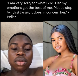 “I Am Very Sorry for What I Did” — Peller Apologizes, Urges Public to Stop Bullying Jarvis