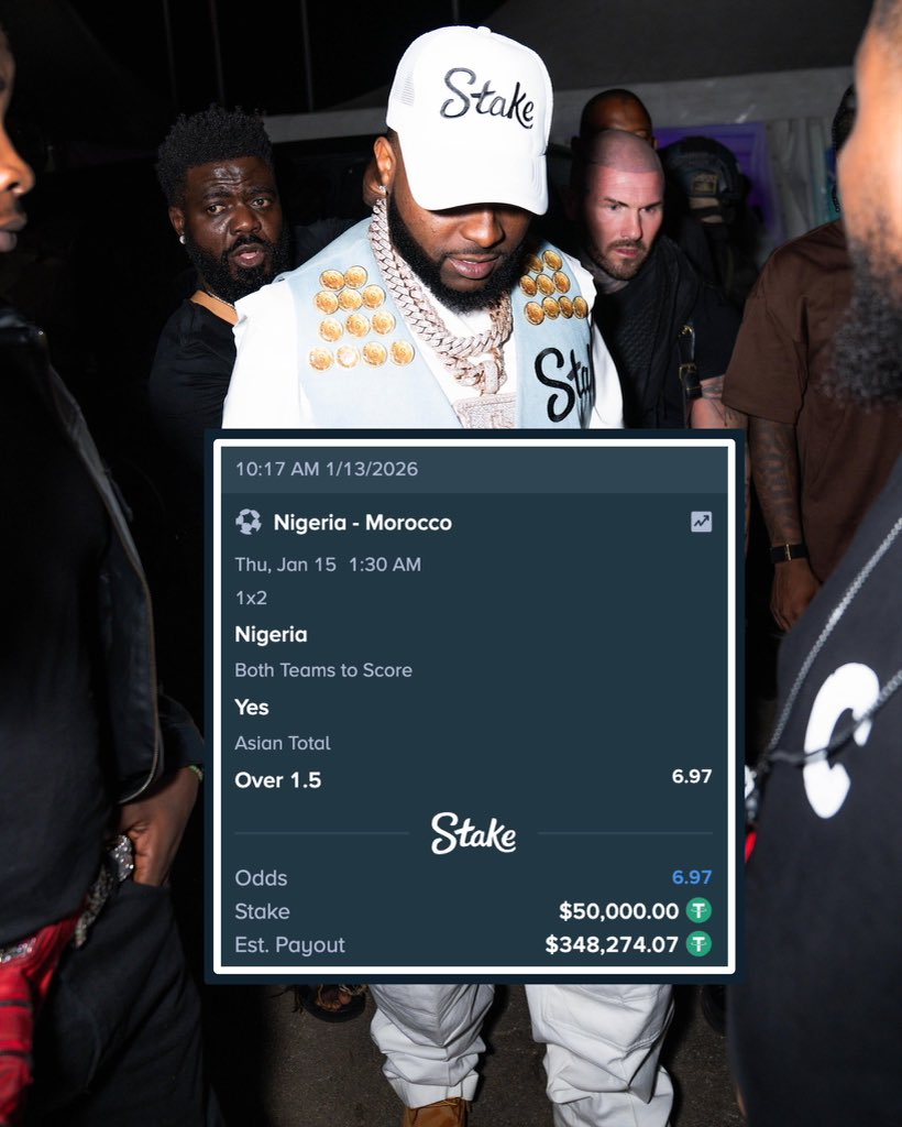 AFCON: Davido Loses ₦495M Bet On Nigeria Vs Morocco Semi-final
