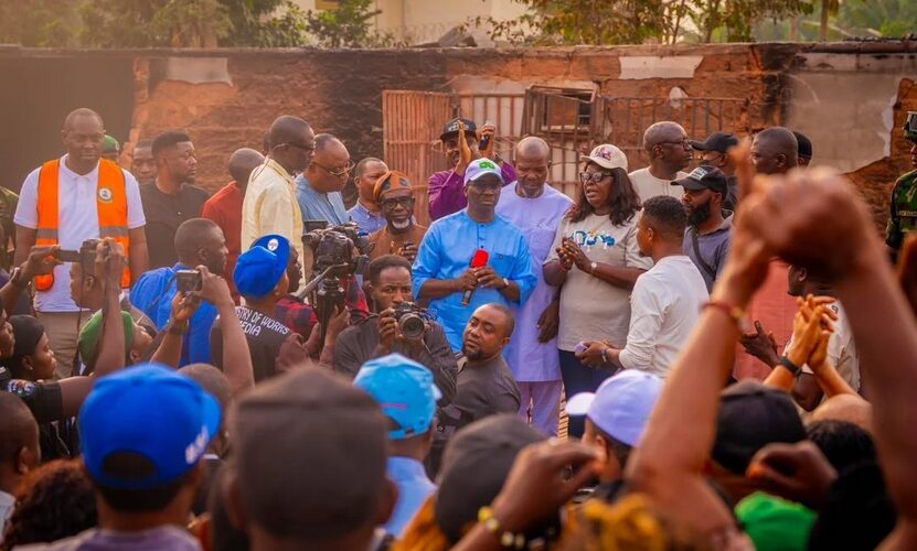 Okpebholo Visits Ekpoma Fire Scene, Promise to Rebuild Burnt Shops