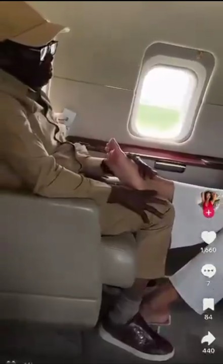 Adams Oshiomhole Gives Foot Massage To A Lady On A Private Jet