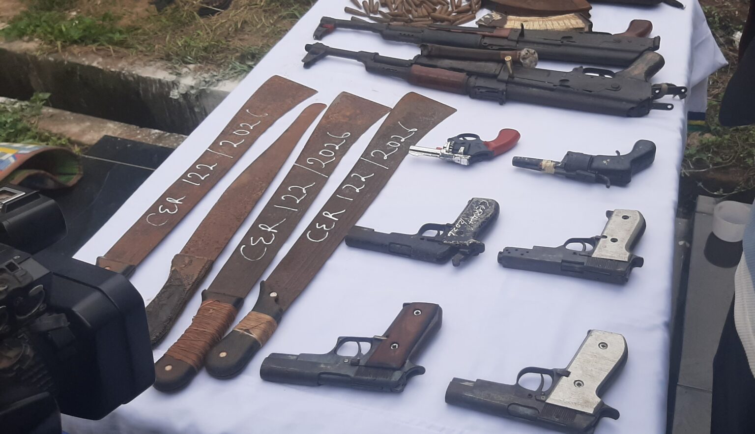 Three Beretta Pistols Hidden in Plantain Sack Recovered at Benin Motor Park